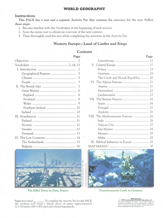 World Geography Pace 1104 Grade 9 Christianbook Com