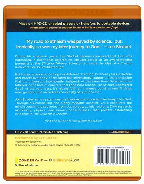 The Case For A Creator A Journalist Investigates Scientific Evidence That Points Toward God Unabridged Audio Book On Mp3 Cd Narrated By Lee Strobel By Lee Strobel Christianbook Com