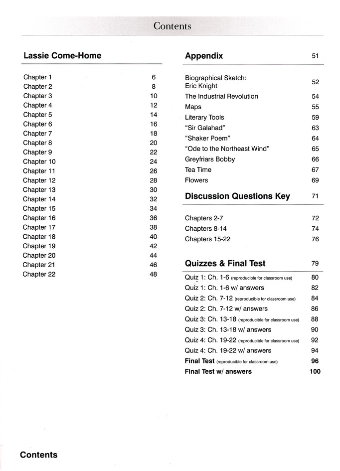 Lassie Come Home Literature Guide 5th Grade Teacher S Edition