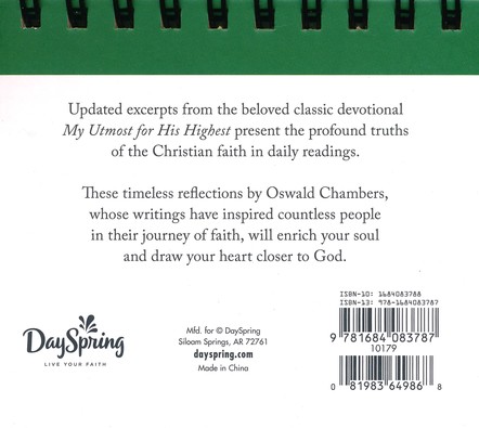 DaySpring 10179 Perpetual Calendar My Utmost for His Highest Oswald Chambers 