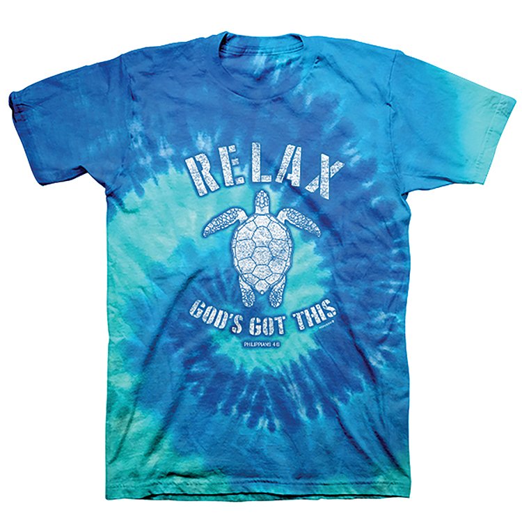 Relax God's Got This, Turtle, Shirt, Blue Tie Dye, Medium 