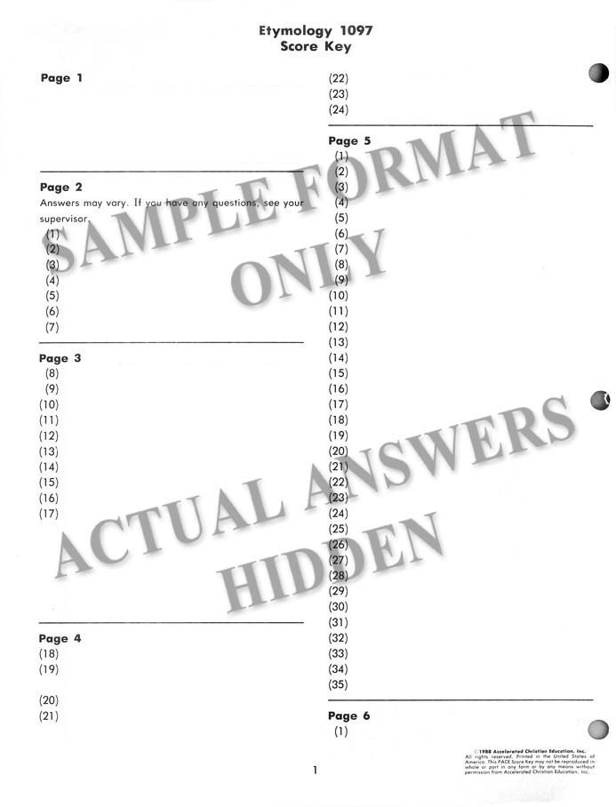 Excerpt Preview Image - 3 of 9 - Grade 9 Etymology (Word Building) SCORE Keys 1097-1108 (4th  Edition)