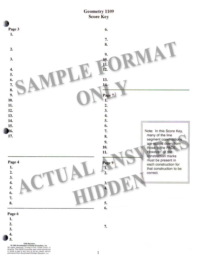 Excerpt Preview Image - 2 of 5 - Grade 10 Geometry SCORE Keys 1109-1120