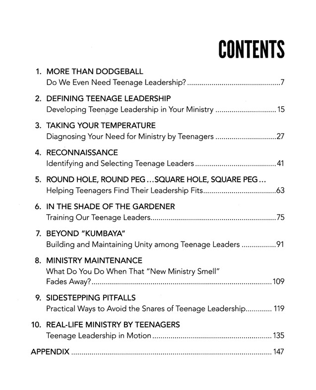 Table of Contents Preview Image - 2 of 7 - Ministry by Teenagers: Developing Leaders from Within