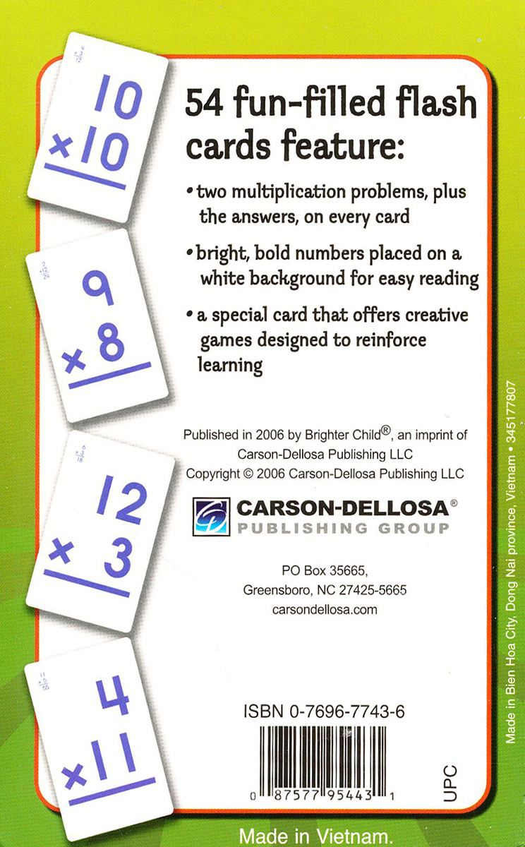 Subtraction 0 to 12 by Carson-Dellosa Publishing Staff for sale online 2006, Cards,Flash Cards 