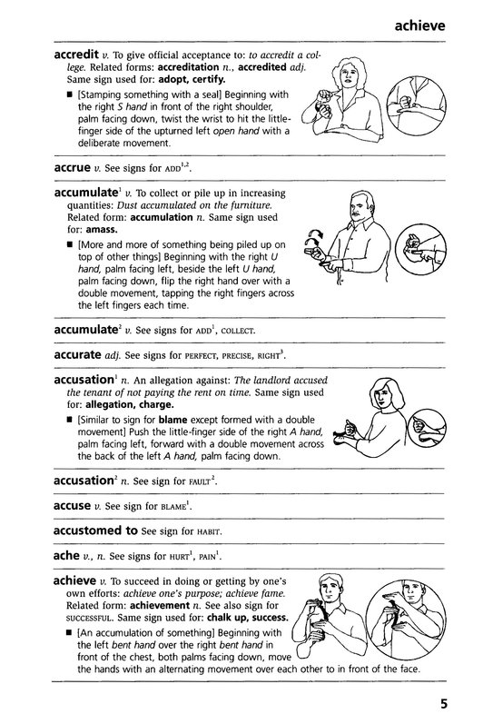 Websters American Sign Language Dictionary Compact Edition - 