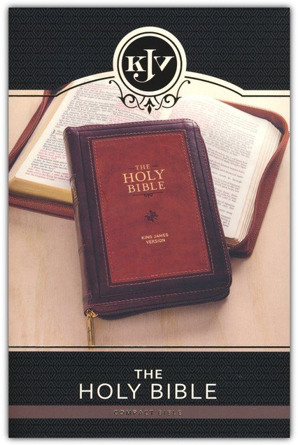 KJV Compact Bible Two-Tone Burgandy/Brown with Zipper Faux Leather 