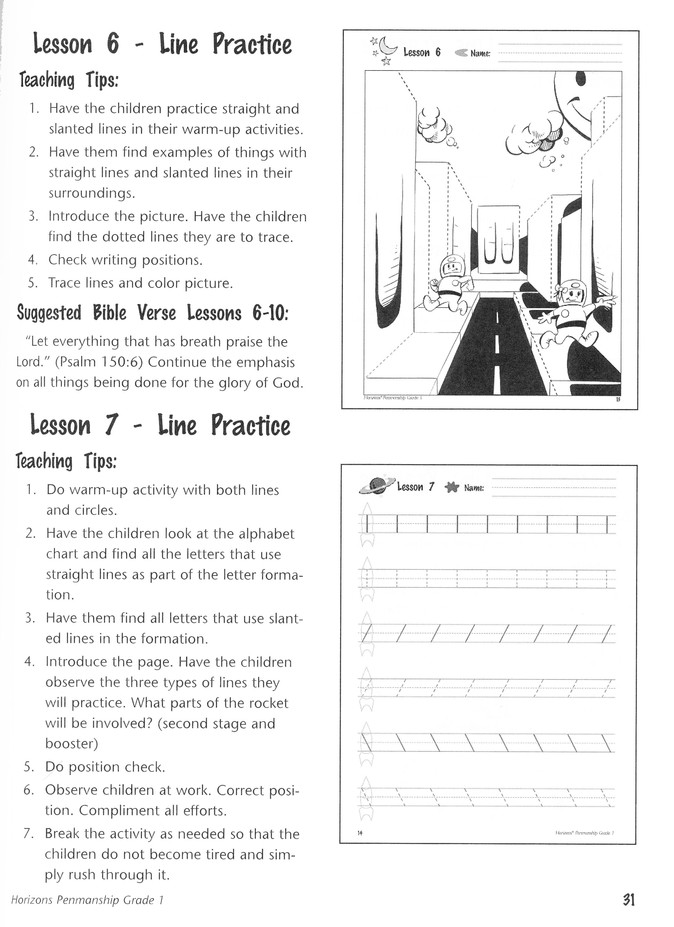 Excerpt Preview Image - 7 of 8 - Horizons Penmanship Grade 1 Teacher's Guide