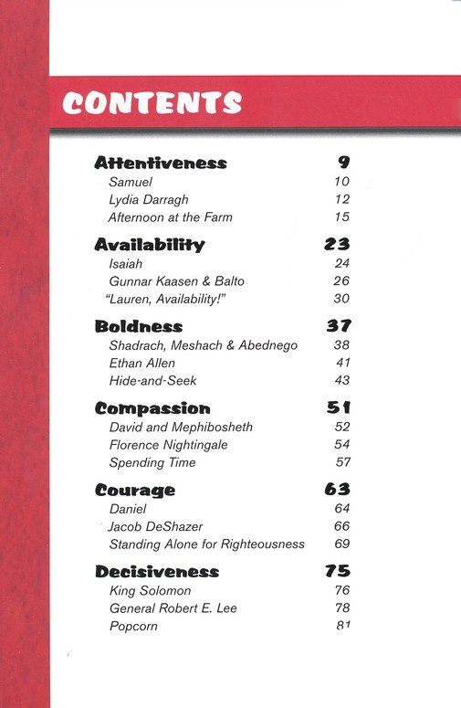 Table of Contents Preview Image - 2 of 10 - Character Trails: Learning to Walk in Paths of  Righteousness