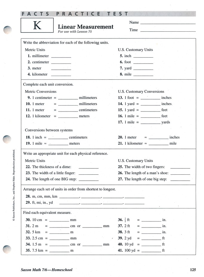 saxon math homework sheets