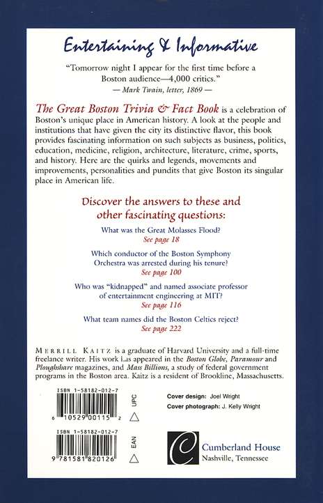 The Great Boston Trivia And Fact Book Merrill Kaitz 1581820127 Christianbook Com