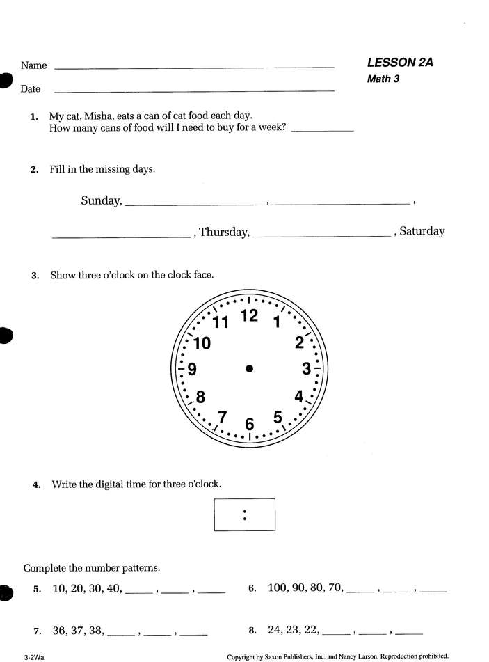 Saxon Math 4th Grade Placement Test Carol Jone s Addition Worksheets