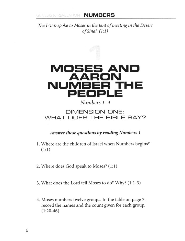 Numbers Deuteronomy Participant Book Large Print Genesis To