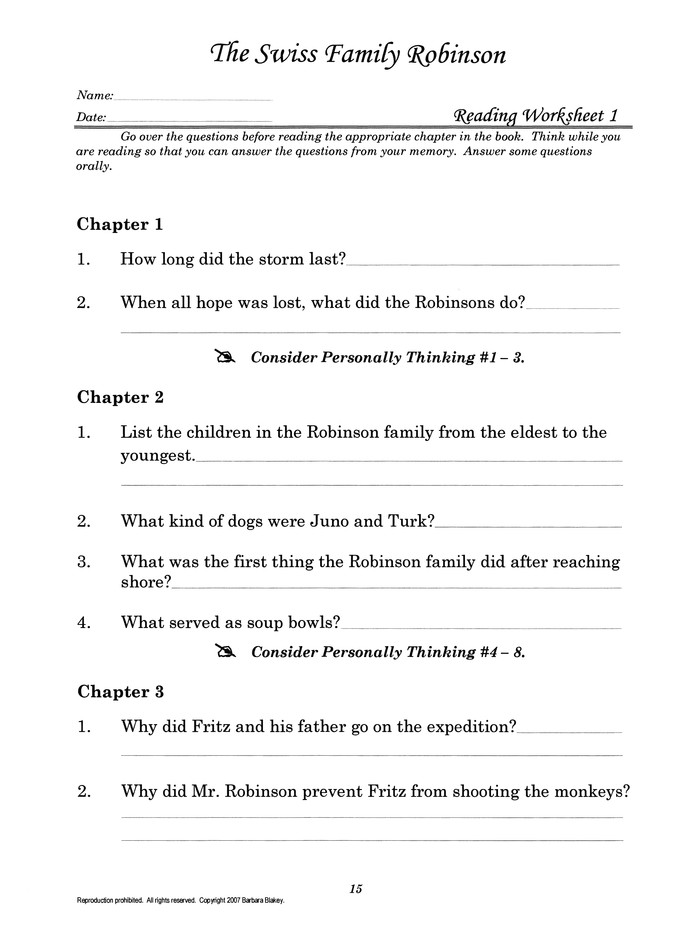 The Swiss Family Robinson Study Guide Christianbook Com