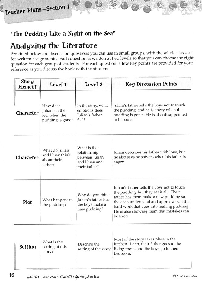 The stories julian tells worksheets