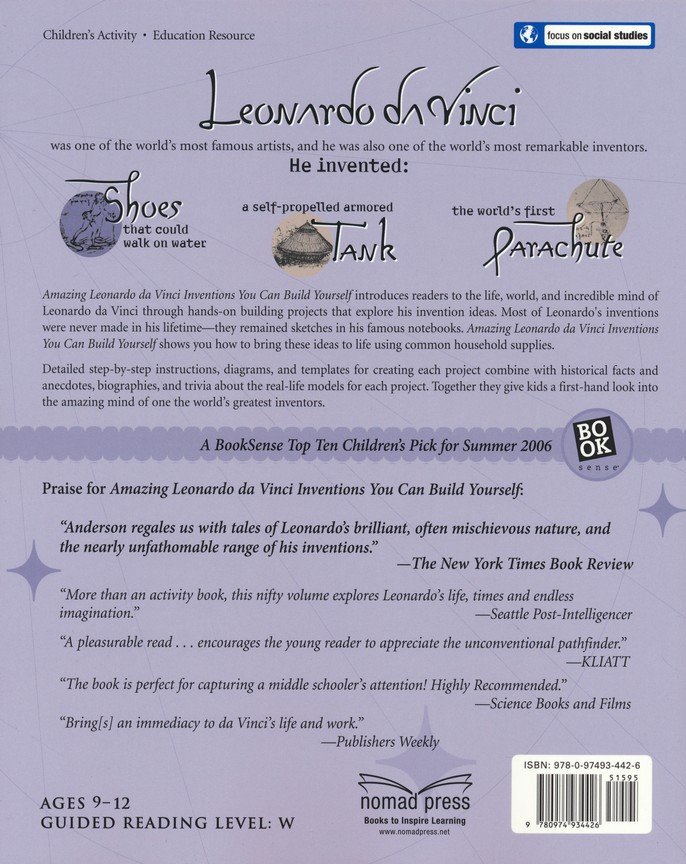 Amazing Leonardo Da Vinci Inventions Maxine Anderson Christianbook Com