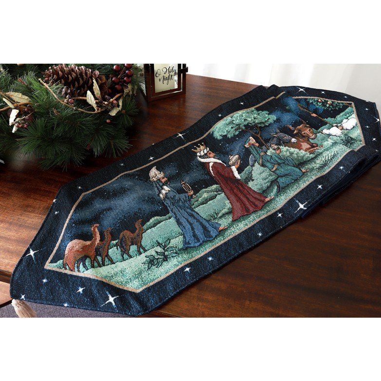 First Christmas Tapestry Table Runner 72" x 13" New