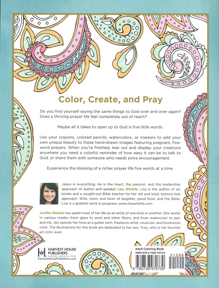 Download 5 Word Prayers Coloring Book Where To Start When You Don T Know What To Say To God Lisa Whittle 9780736970730 Christianbook Com