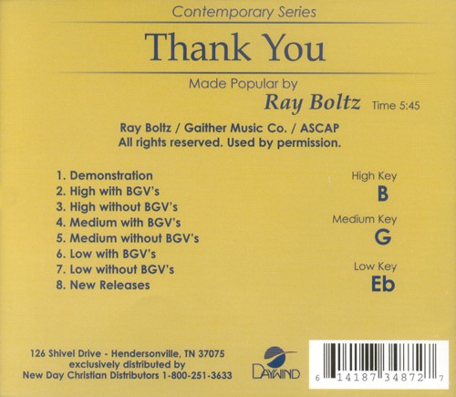 thank you ray boltz accompaniment