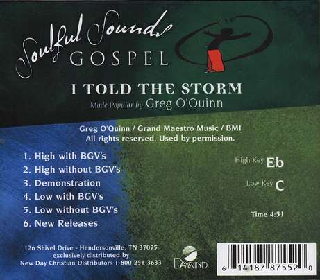 I Told The Storm Accompaniment Cd Greg O Quinn Christianbook Com