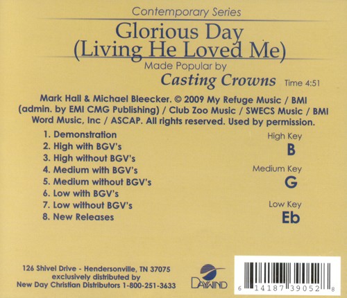 Glorious Day Living He Loved Me Accompaniment Cd Casting Crowns Christianbook Com