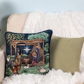 Nativity Tapestry Pillow