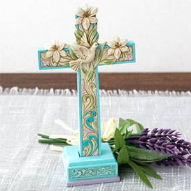 Tabletop Cross with Lilies