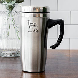 I know the Plans Stainless Steel Travel Mug With Handle - Jeremiah