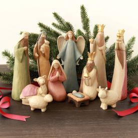 Complete Folk Art Nativity Set