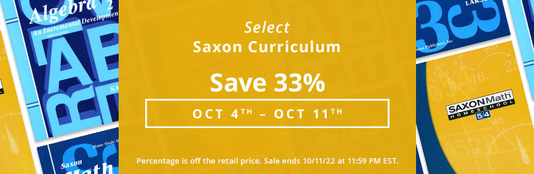 Saxon Math Sale ends 10/11