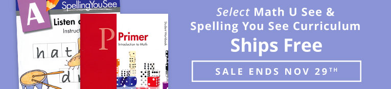 Math-U-See Spelling You See Ships Free ends 11/28