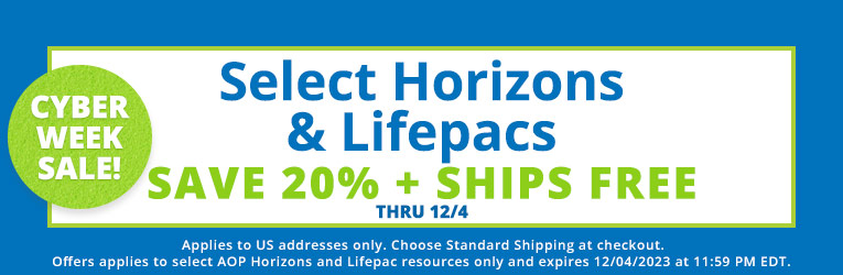 Select AOP Horizons & Lifepac Sale -ends 12/4