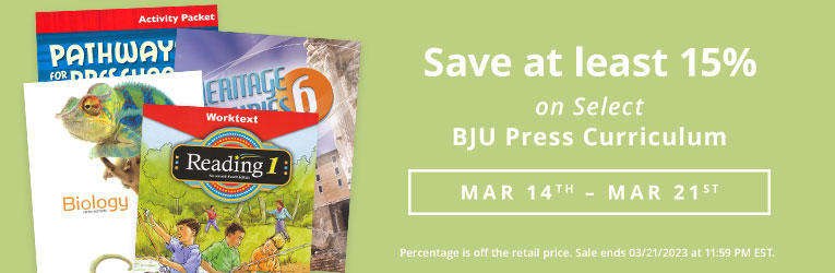 BJU Press Sale 15% - 36% sale ends 3/21
