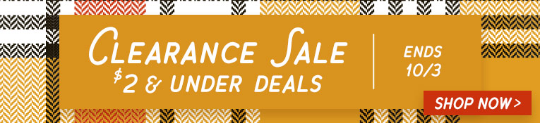 Clearance Sale $2 and Under Deals Ends 10/3