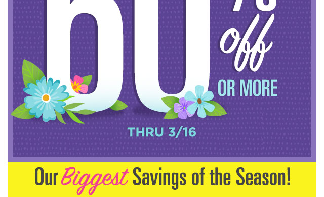 Spring Super Sale- 60% Off or More