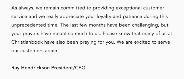 We Are Open - A message from our President and CEO