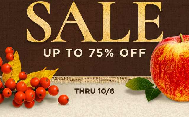 Surprise Savings! - Fall Sale Up to 75% Off Ends Today