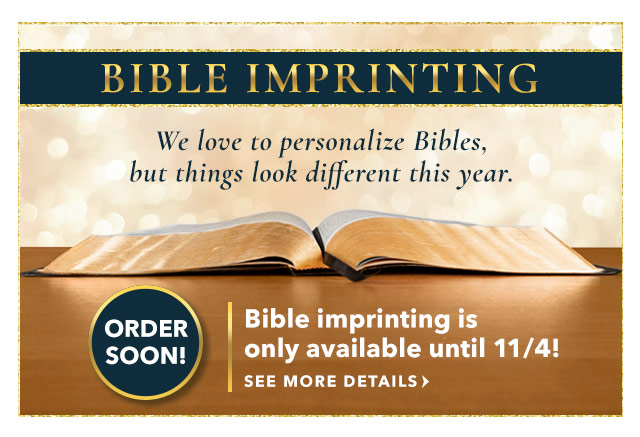 BIBLE IMPRINTING is only available until 11/4!