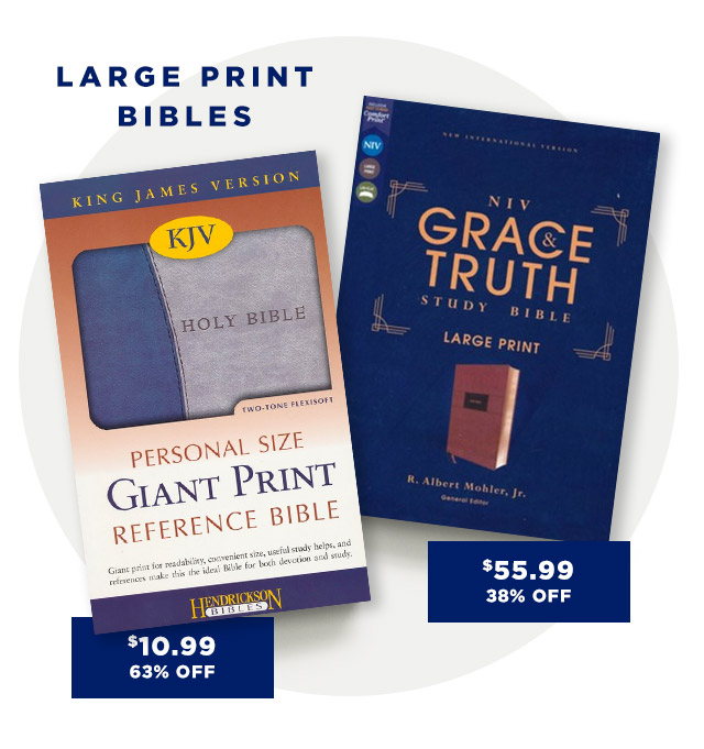 LARGE PRINT BIBLES M S KV, 6 X TRUTHE STupy L LT $55.99 L e $10.99 63% OFF 